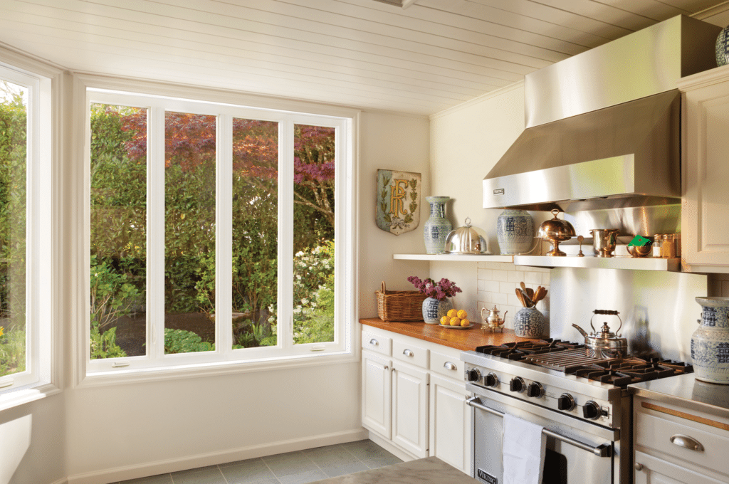Residential windows in Columbus, OH in a kitchen.  This is a 4-lite casement window.